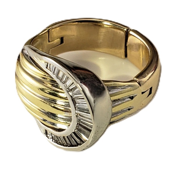 14 Karat Two Tone Gold and Baguette Diamond Adjustable Ring Size 7-8 #20918 - Picture 3 of 7